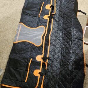 Black Orange Backseat Car Cover for Dogs Travel Vacation